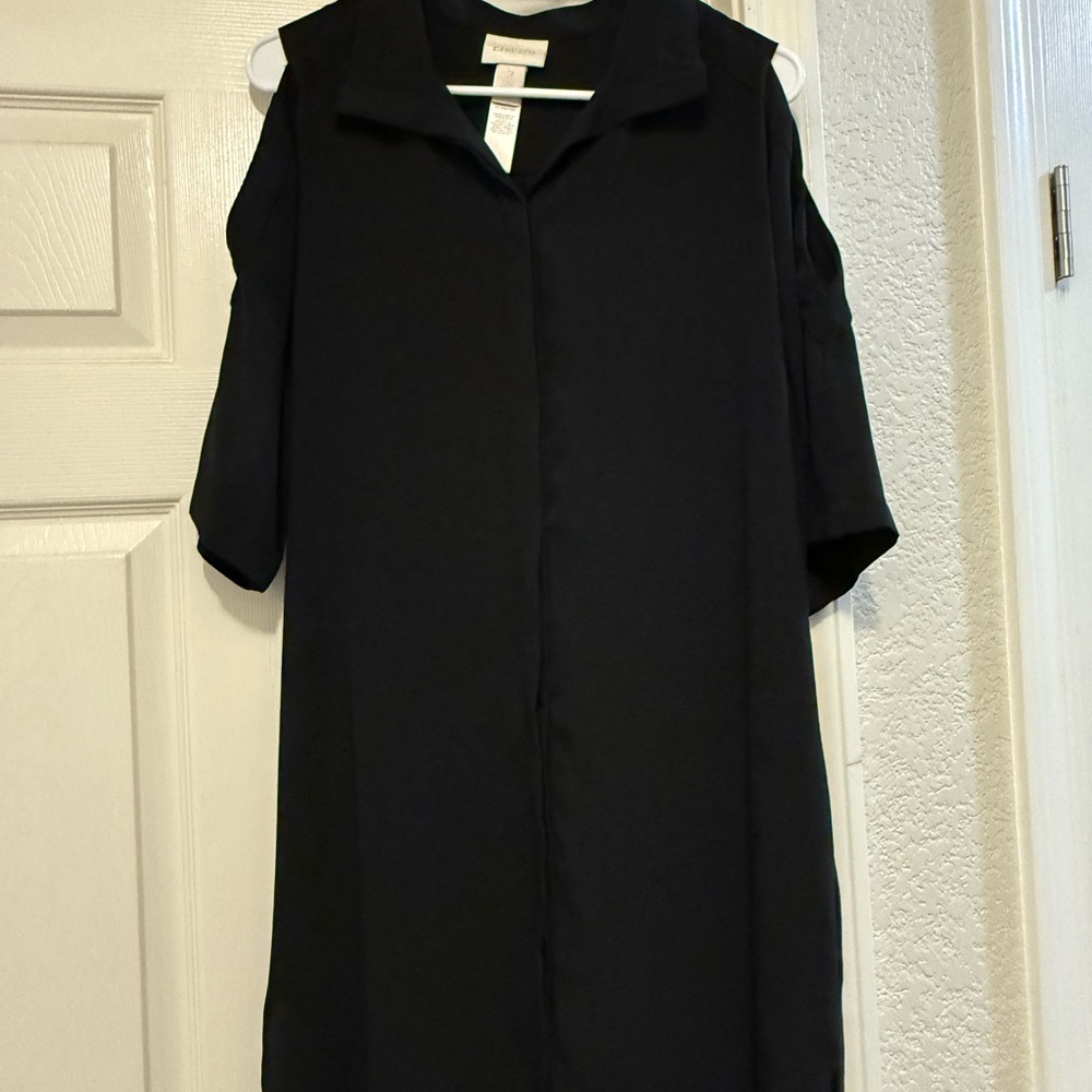 Chico's Cold Shoulder Black Dress size 2 or Large